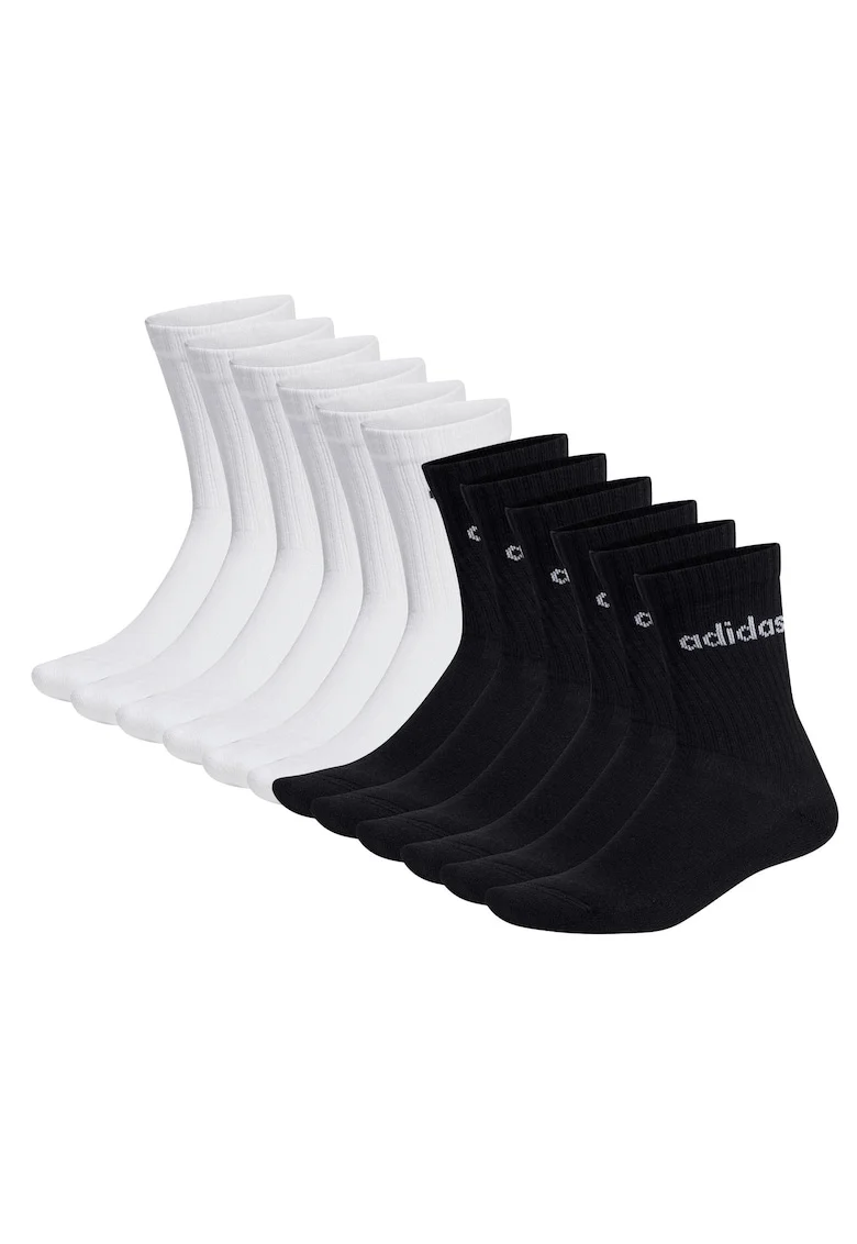 Set de sosete unisex cu amortizare Linear- 12 perechi, Alb/Negru