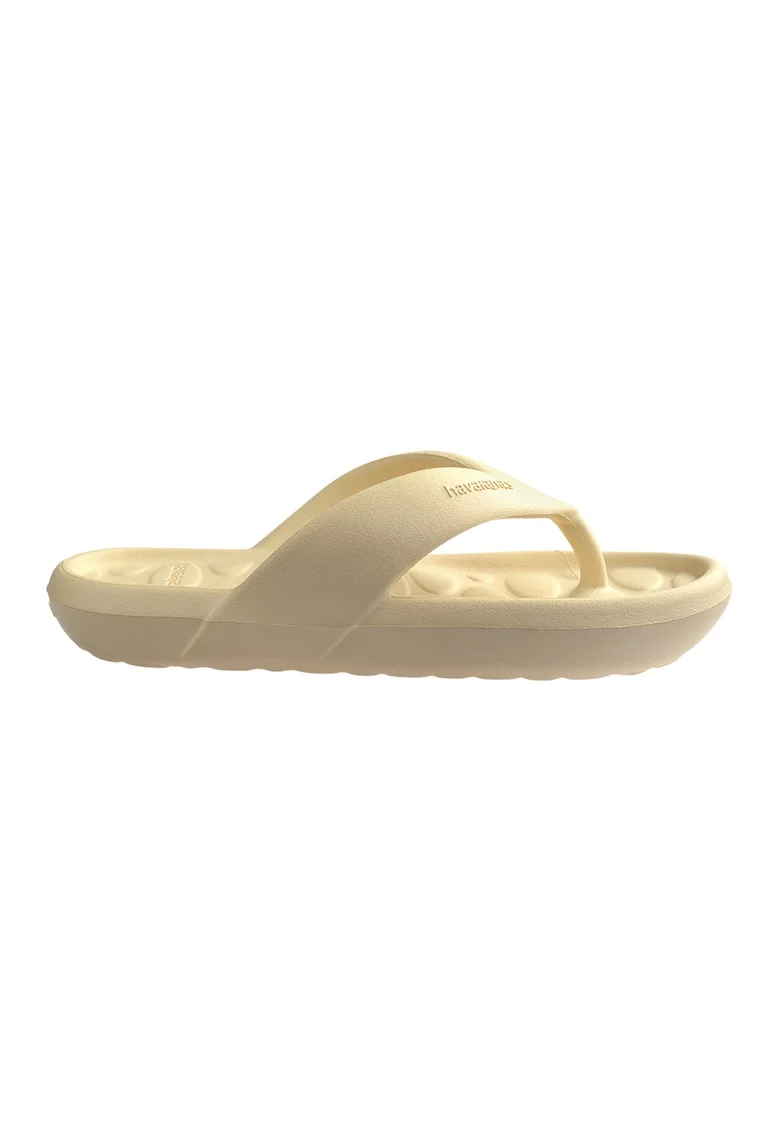 Papuci flip-flop cu logo in relief, Crem
