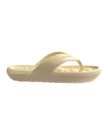 Papuci flip-flop cu logo in relief, Crem