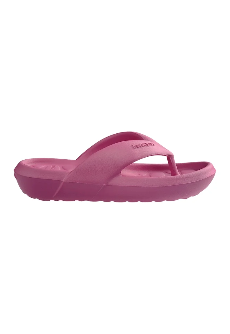 Papuci flip-flop cu logo in relief, Roz
