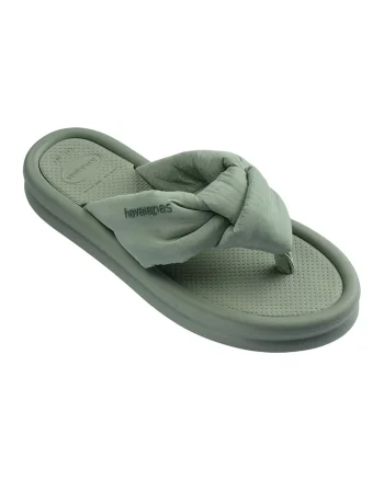 Papuci flip-flop cu model rasucit, Verde pastel