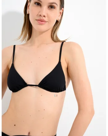 Top de baie cu cupe triunghiulare si model uni, Negru