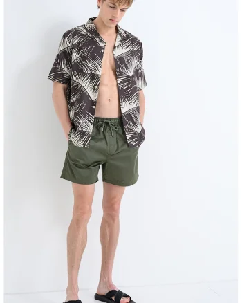 Pantaloni scurti de baie cu talie ajustabila, Kaki