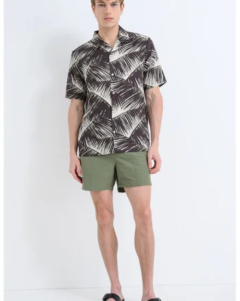 Pantaloni scurti de baie cu talie ajustabila, Kaki deschis