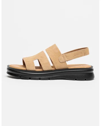 Sandale slingback de piele intoarsa, Bej inchis