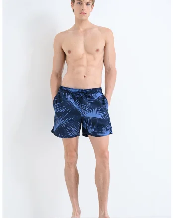 Pantaloni scurti de baie cu imprimeu, Albastru indigo