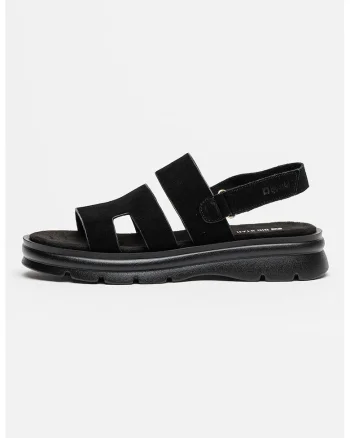Sandale slingback de piele intoarsa, Negru