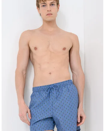 Pantaloni scurti de baie cu imprimeu, Albastru prafuit
