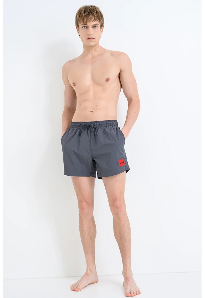 Pantaloni scurti de baie cu talie ajustabila, Gri inchis