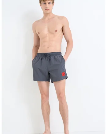 Pantaloni scurti de baie cu talie ajustabila, Gri inchis