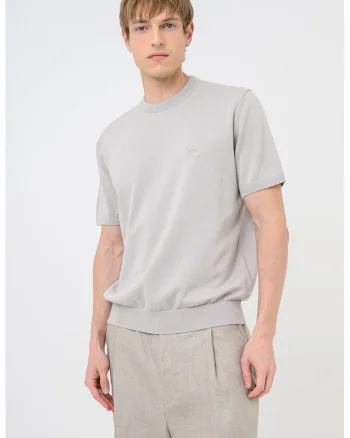 Tricou tricotat cu logo discret Kanako, Gri deschis