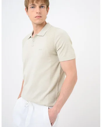 Tricou polo cu detalii striate Momentum Lite, Bej sampanie
