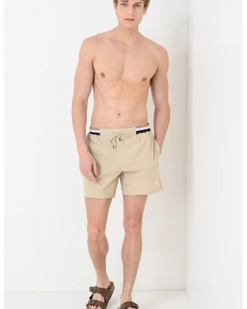 Pantaloni scurti de baie cu talie ajustabila Atoll, Bej sampanie