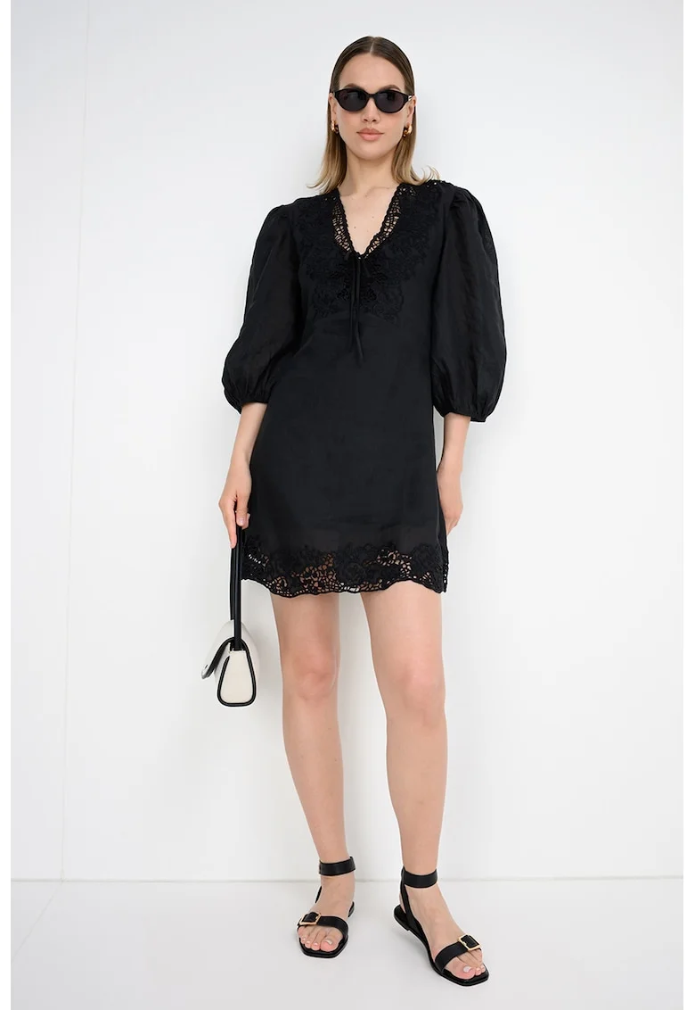 Rochie cu maneci bufante, Negru