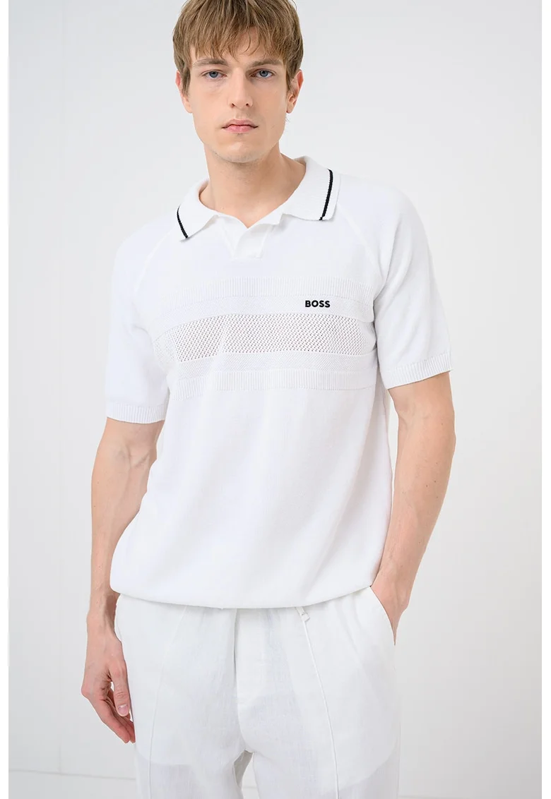 Tricou polo de bumbac Member, Alb