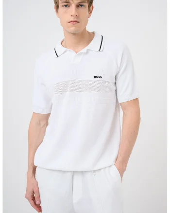 Tricou polo de bumbac Member, Alb