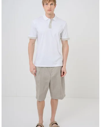 Tricou polo cu detalii contrastante Parlay, Alb optic