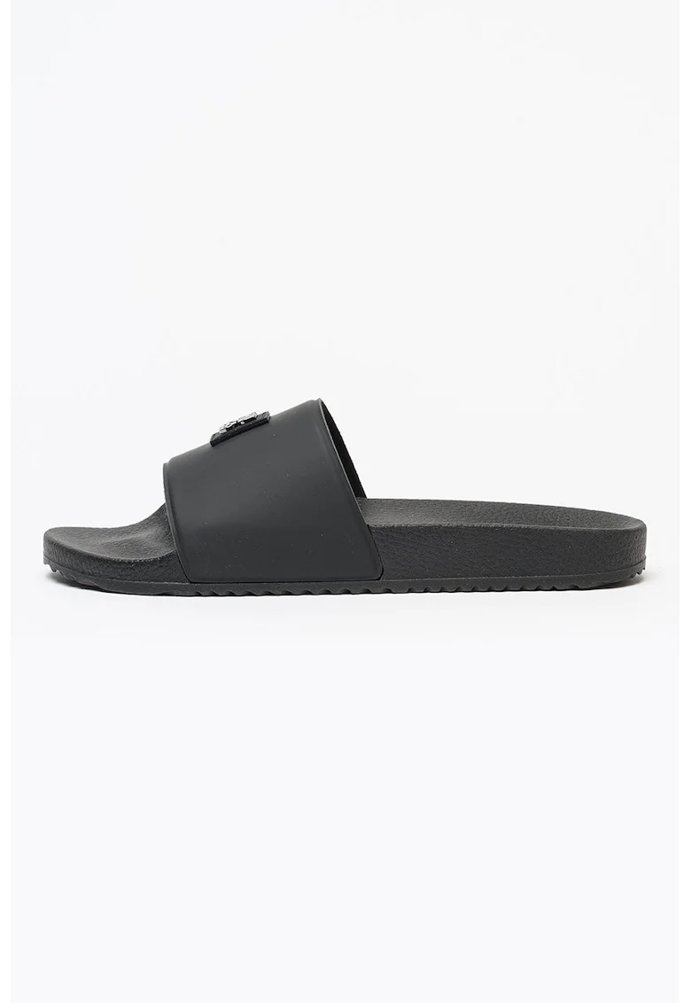 Papuci cu logo metalic Timein, Negru