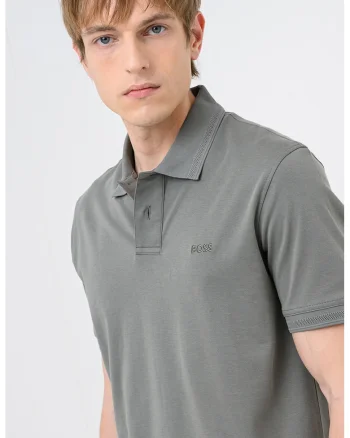 Tricou polo regular-fit cu logo brodat, Verde stins
