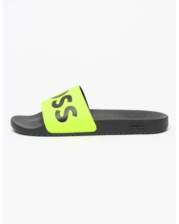 Papuci cu logo Aryeh, Verde neon/Negru stins