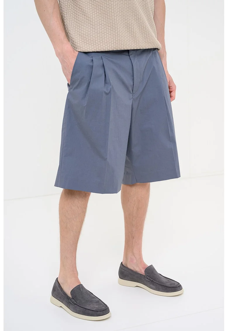 Pantaloni scurti chino cu croiala lejera si model uni, Gri carbon