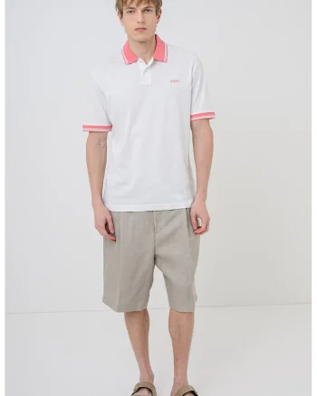 Tricou polo Blocks, Roz deschis/Alb optic