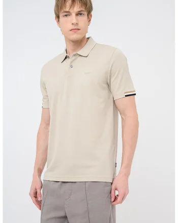 Tricou polo de bumbac pique Parlay, Bej inchis