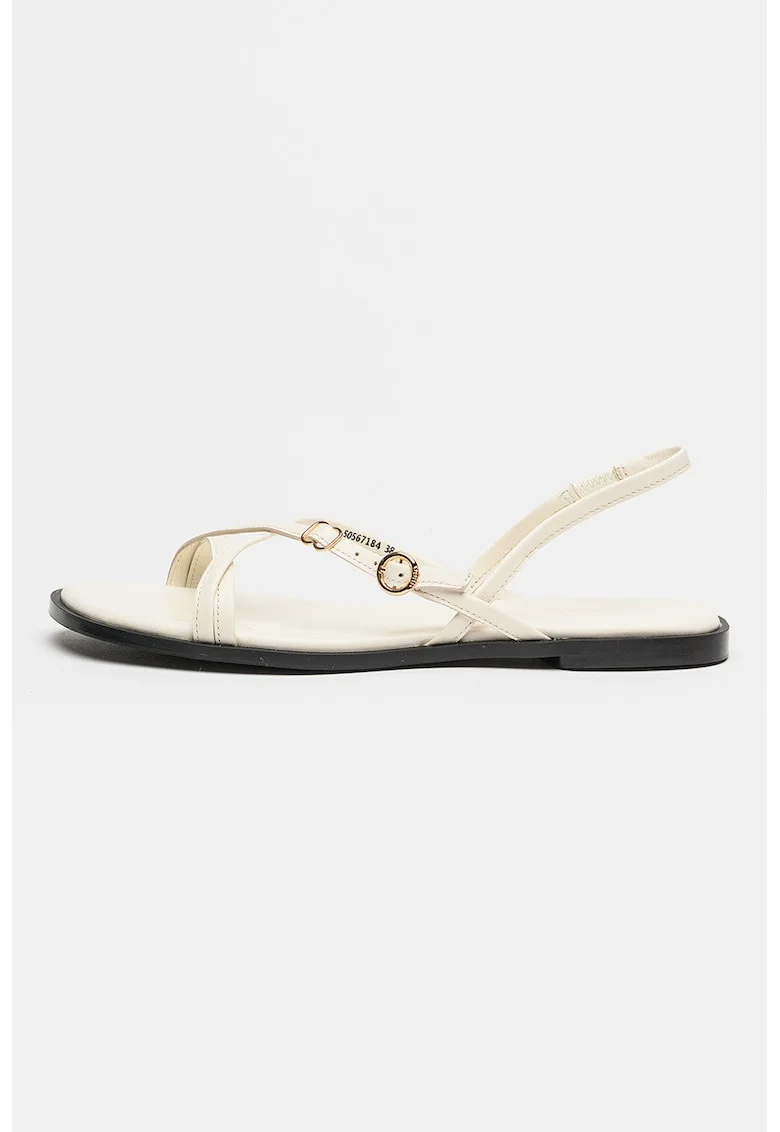 Sandale slingback din piele Amaryl, Alb murdar