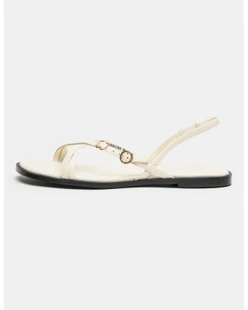 Sandale slingback din piele Amaryl, Alb murdar
