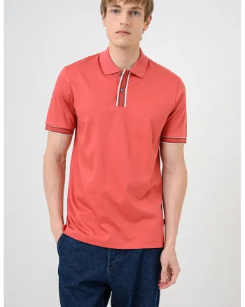 Tricou polo cu detalii contrastante Parlay, Caramiziu