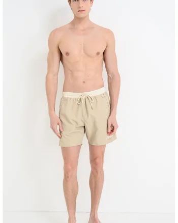 Pantaloni scurti de baie cu model uni Starfish, Crem