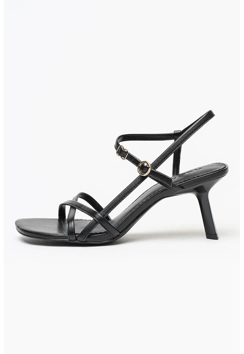 Sandale de piele cu toc Amaryl, Negru