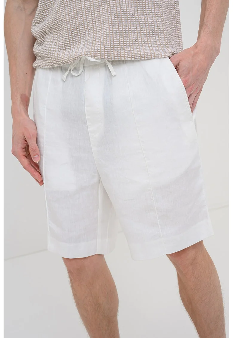 Pantaloni scurti din amestec de in Cino, Alb