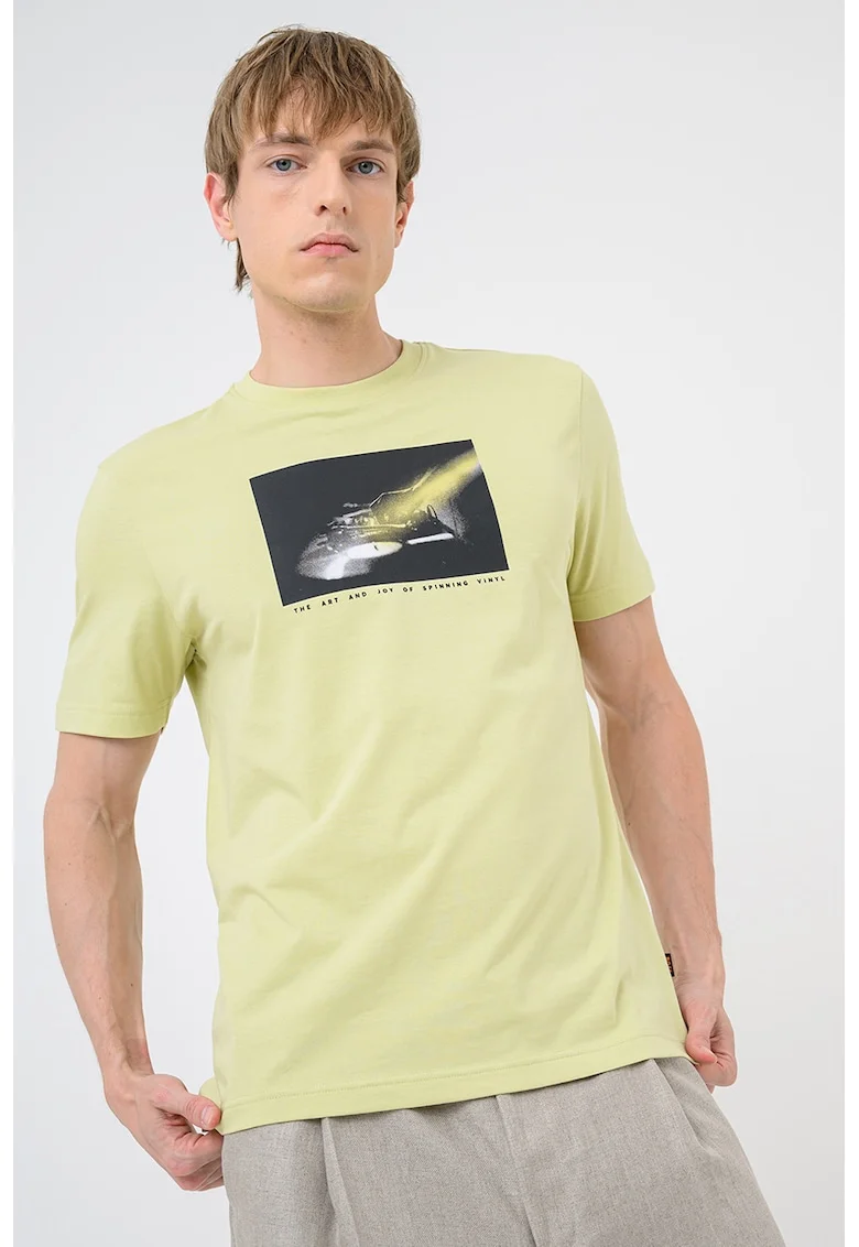 Tricou de bumbac cu imprimeu Dj, Verde lime