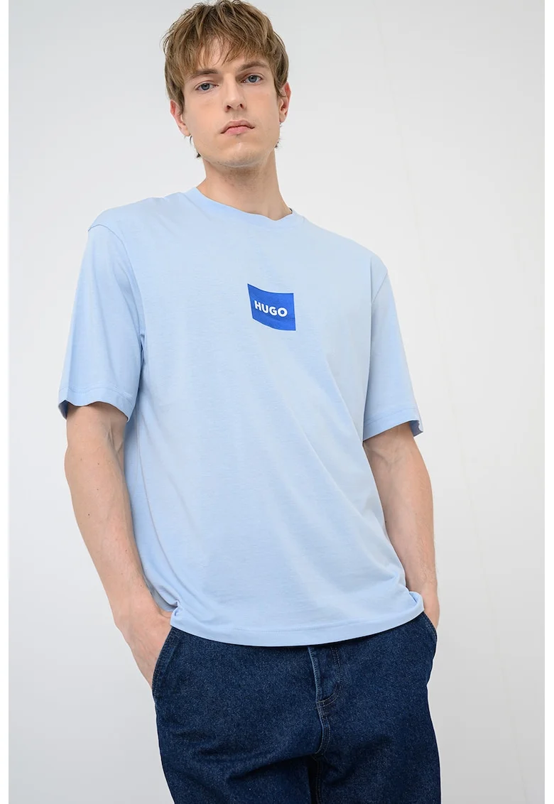 Tricou cu aplicatie logo Nayonix, Albastru pastel