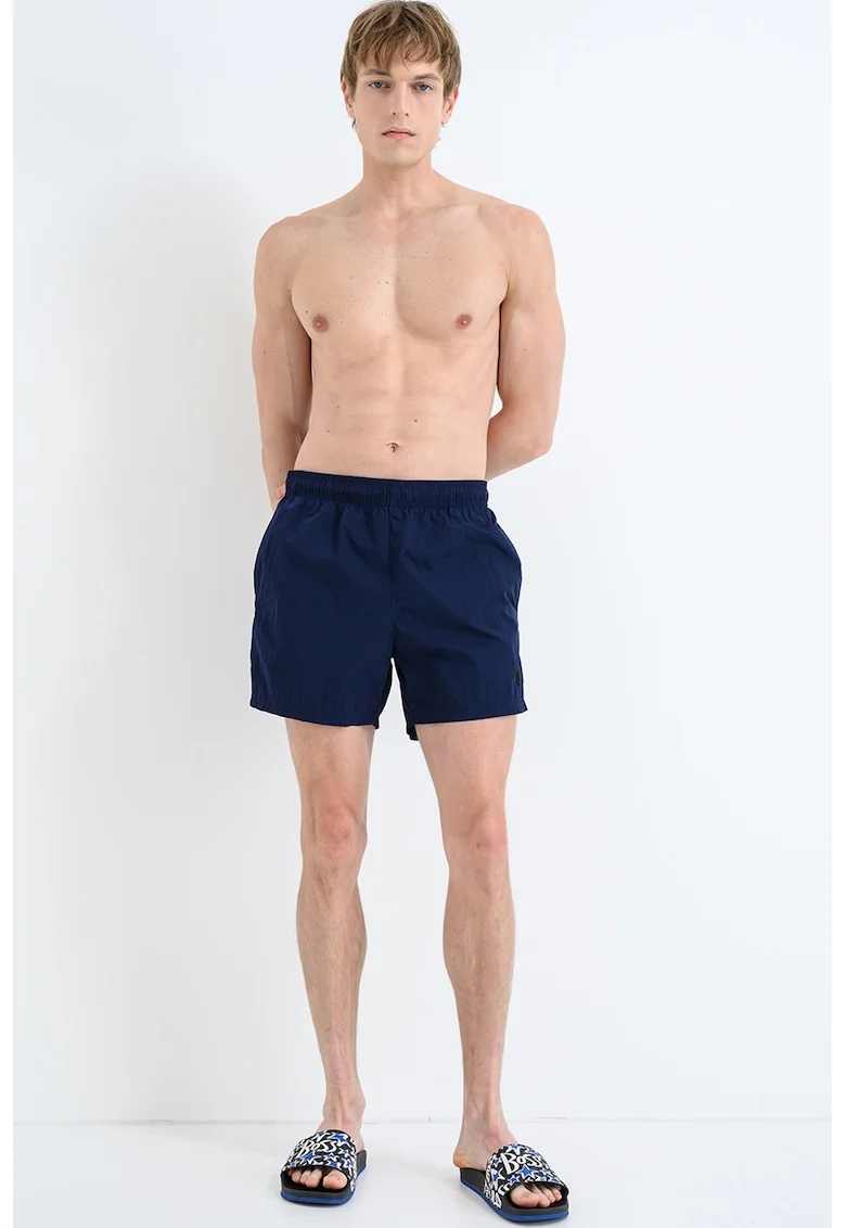 Pantaloni scurti de baie cu buzunar pe partea din spate, Bleumarin