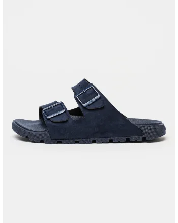 Papuci din piele intoarsa sintetica cu catarama Surfley, Bleumarin