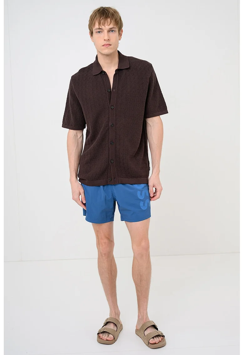 Pantaloni scurti de baie cu imprimeu logo Octopus, Albastru