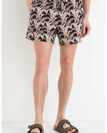 Pantaloni scurti de baie cu model, Bej