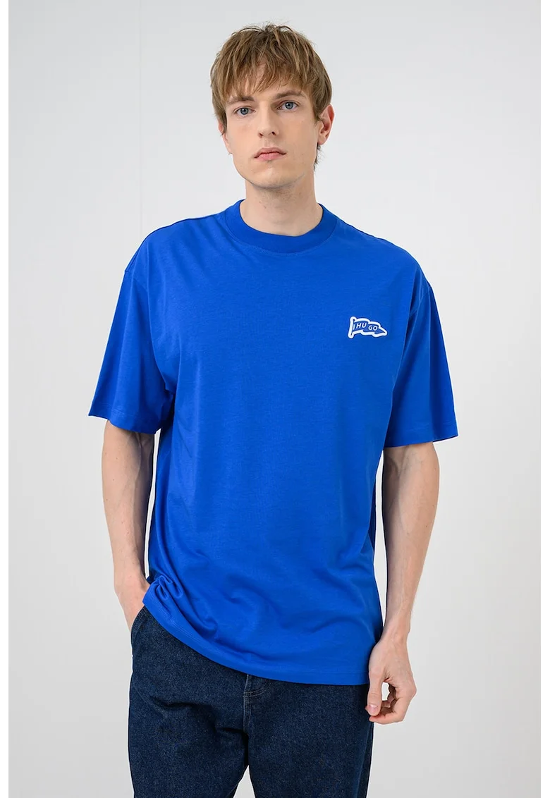 Tricou cu decolteu la baza gatului Nohalto, Albastru royal