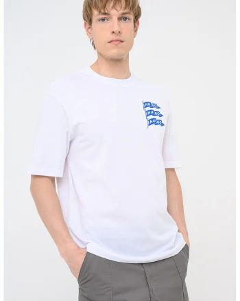 Tricou de bumbac cu imprimeu Nalien, Alb optic