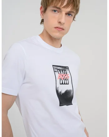 Tricou de bumbac cu imprimeu Dj, Alb optic