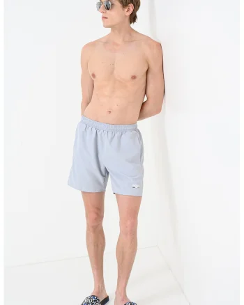 Pantaloni scurti de baie cu logo Swordfish, Gri deschis