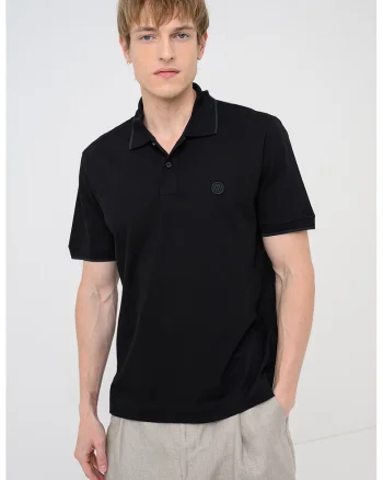 Tricou polo de bumbac Parris, Negru
