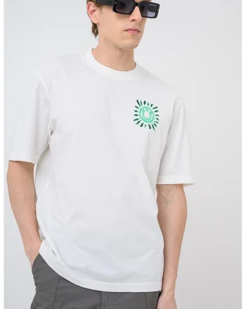 Tricou de bumbac cu imprimeu pe spate Nextralio, Alb
