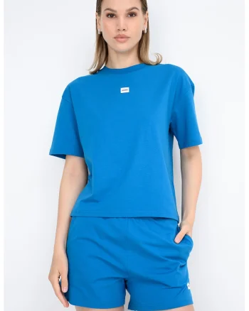 Tricou de casa din amestec de modal cu croiala lejera, Albastru cobalt