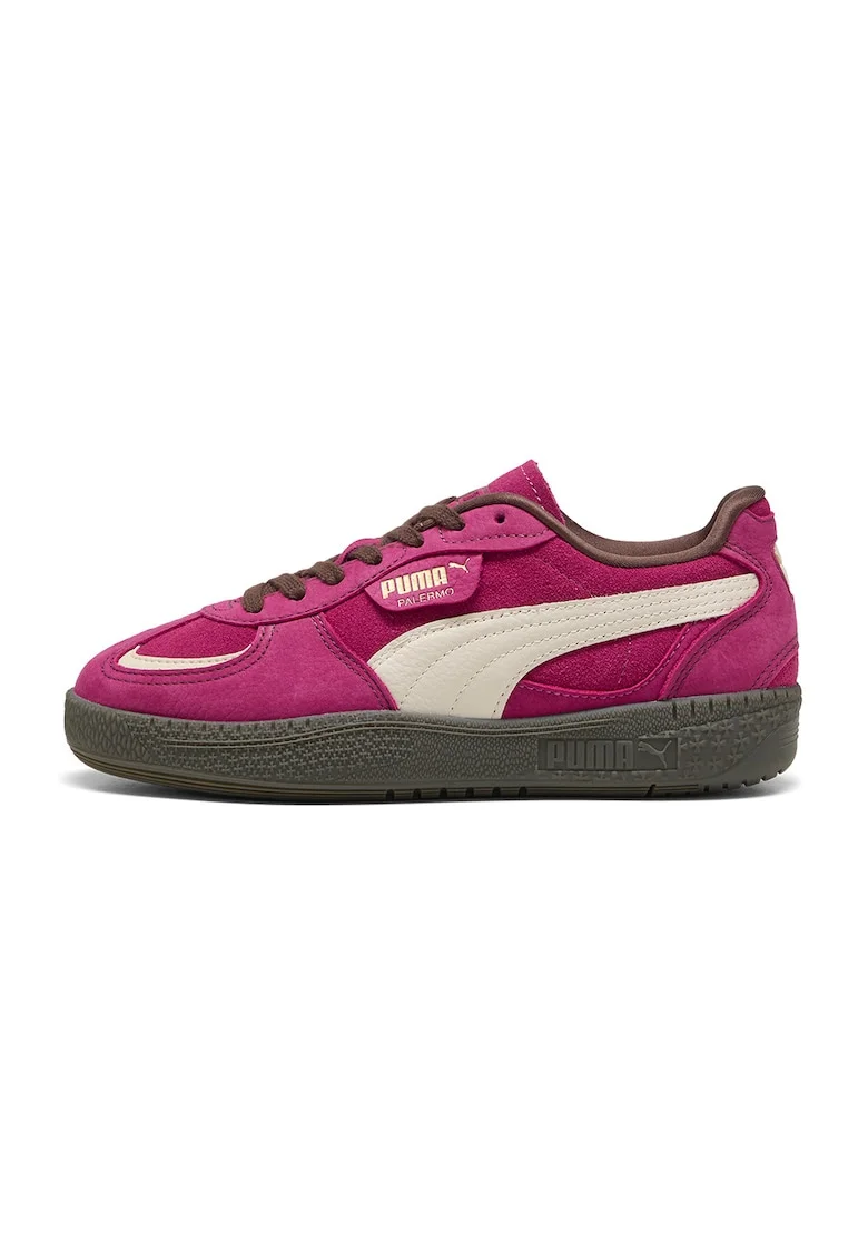 Pantofi sport Palermo Moda din piele intoarsa, Fucsia/Crem