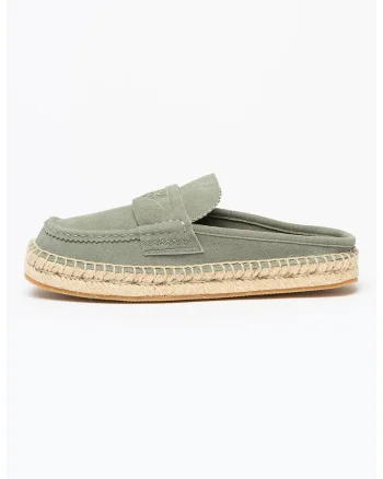 Saboti-espadrila din piele intoarsa, Verde pal