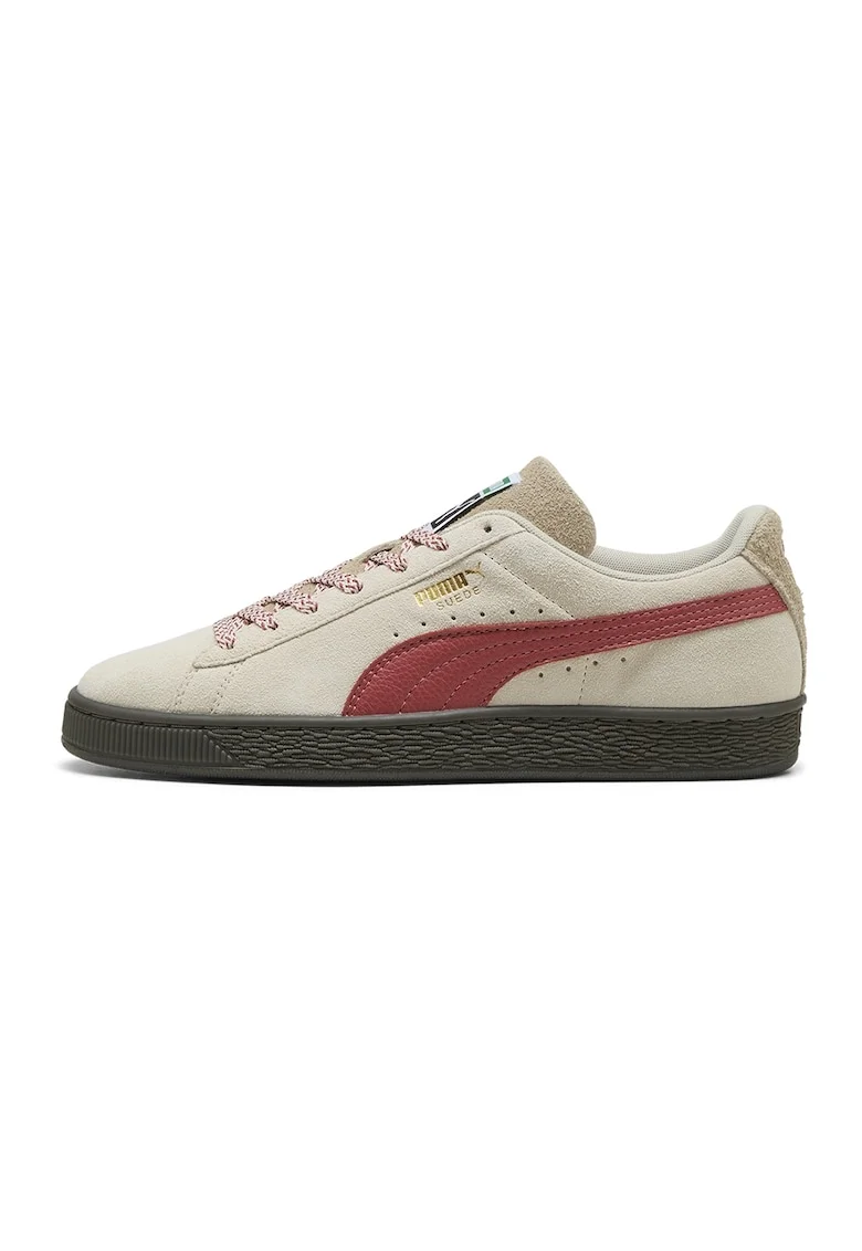 Pantofi sport din piele intoarsa cu sireturi, Rosu/Alb/Crem