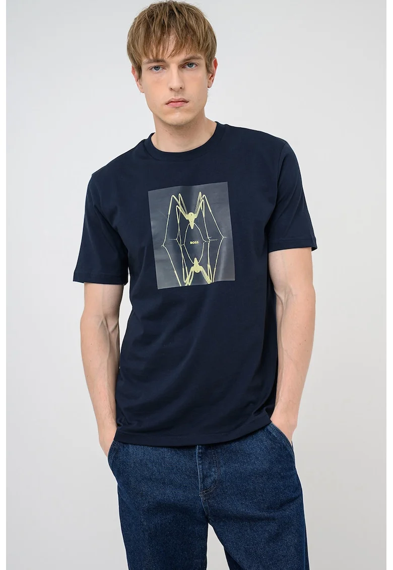 Tricou cu model grafic Creature, Albastru ultramarin